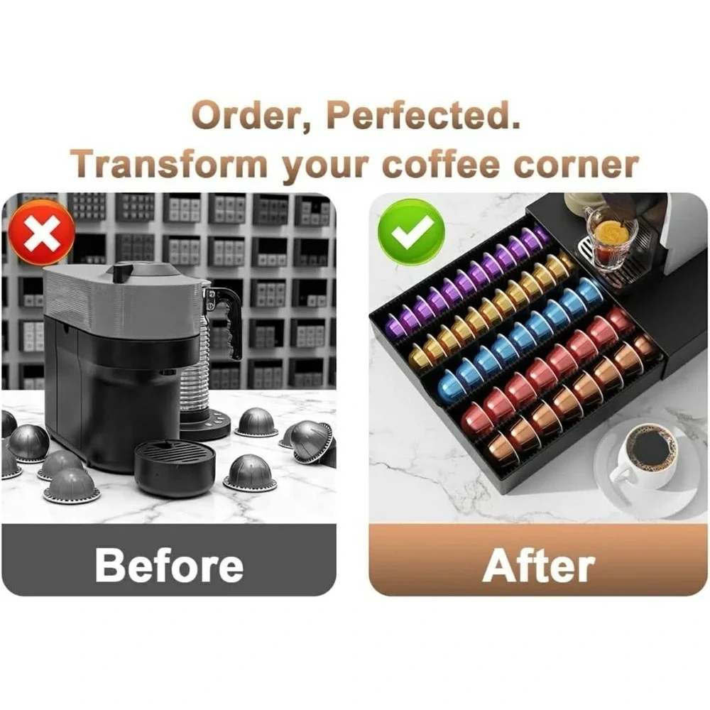 Coffee Pods Drawer Organizer Compatible With Nespresso Vertuo Pods Hold Up To 60